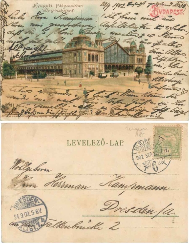 Budapest West Railway Station Litho tram o 30.9.1902