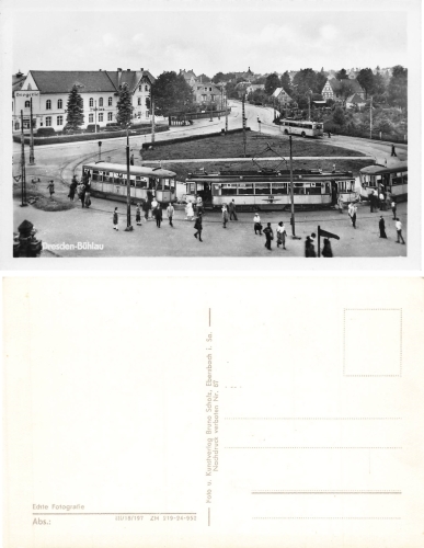 Buehlau Dresden Ullersdorfer Platz with Hecht tram and trolleybus * around 1940