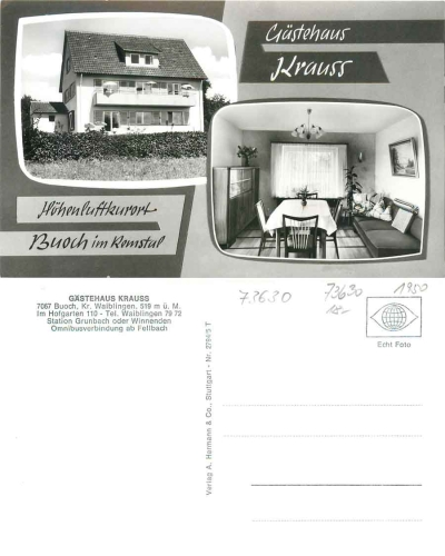 73630 Buoch Remstal Remshalden Gästehaus Krauss *ca. 1950