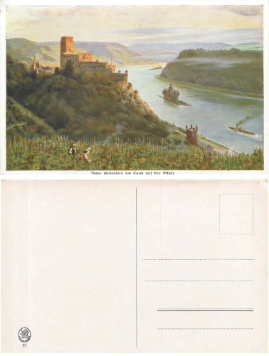 Gutenfels ruins near Caub artist card H. Hoffmann *around 1920