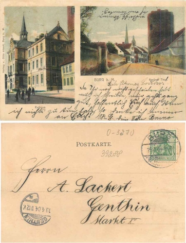 39288 Burg bei Magdeburg Rathaus, Berliner Tor o 19.4.1904