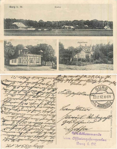 39288 Burg near Magdeburg Jägerhaus Feldpost Guard command at the officers' prison camp o December 23, 1917
