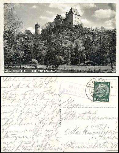 07924 Burgk via Schleiz country postmark o 27.8.1938