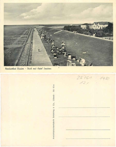 25761 Busum Deich mit Hotel Seestern * ca. 1940