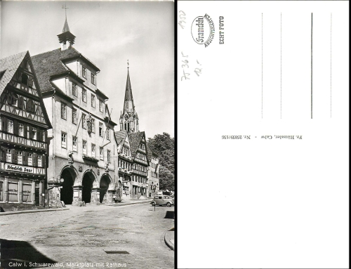 Calw Marktplatz Rathaus *ca. 1950