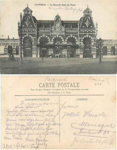 Cambrai Nouvelle Gare du Nord Neuer Nordbahndhof gebr. 7.2.1924