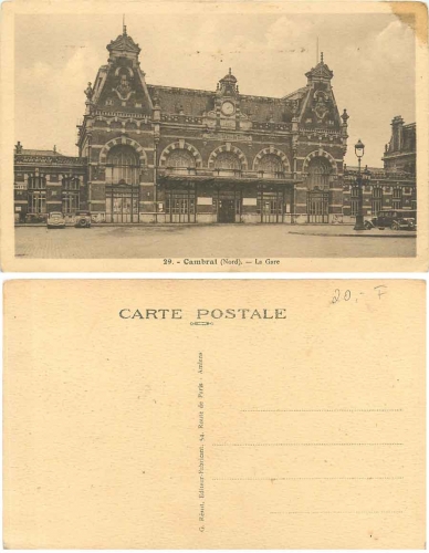 Cambrai La Gare Bahnhof * ca. 1920