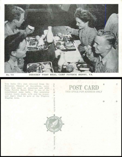 Camp Patrick Henry Virginia Debarps First Meal *ca. 1940