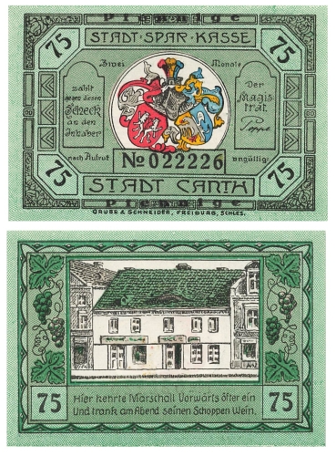 Canth Schlesien75 Pfennig um 1920 Notgeld