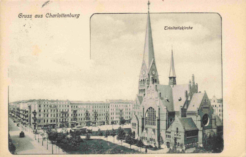 Charlottenburg Berlin Karl-August-Platz Trinitaiskirche  alte Ansichtskarte o 1907