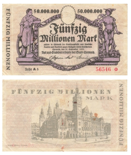 Chemnitz Fifty million marks 1923 emergency money