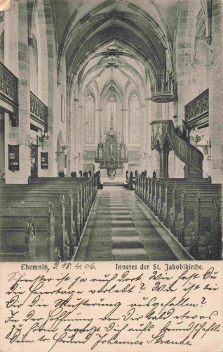 Chemnitz Sachsen Jakobikirche Innenansicht o 1906