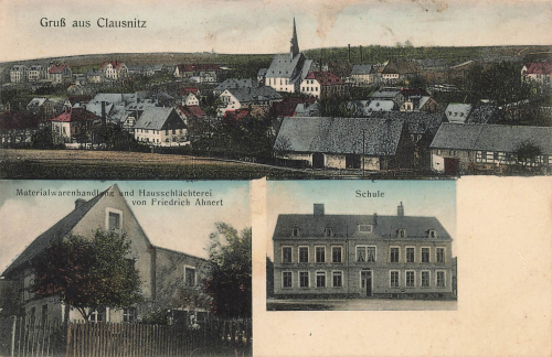 09236 Claußnitz Schule Geschäft * um 1910