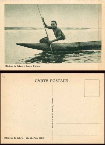 Congo natives in the AK canoe around 1930