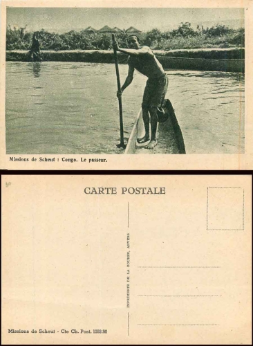 Congo native in boat AK around 1930