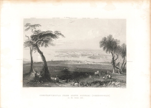 Constantinople from Above Scutari original steel engraving Barflett Brandard around 1840 