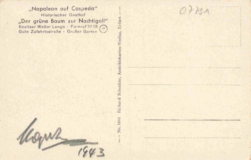 Cospeda Jena Thüringen Gasthof "Der grüne Baum zur Nachtigall" * 1943