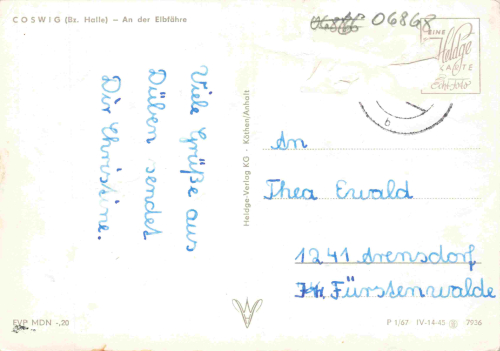 06869 Coswig Anhalt Elbfähre o um 1967