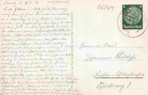 06869 Coswig Anhalt Gasthaus zur Elbterrasse o 1938