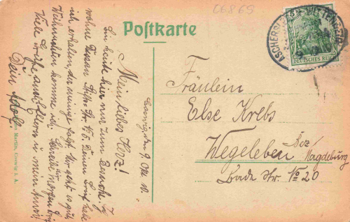 06869 Coswig Anhalt Zerbsterstrasse Bahnpost Aschersleben-Wittenberg Zug 684 o 1910