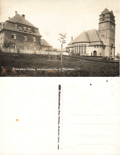 Cotta Dresden Heilandkirche mit Pfarrhaus * um 1920