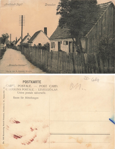 Ostragehaege Dresden Drescherhaeuser "Grossstadt Idyll" * um 1910