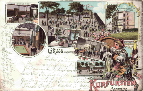 Cottbus Restaurant zum Kurfürsten Litho o 1900