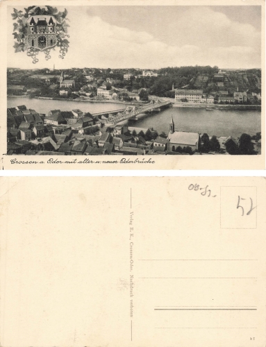 Crossen Oder alte und neue Oderbruecke Krosno Odrzanskie Ostbrandenburg * um 1930