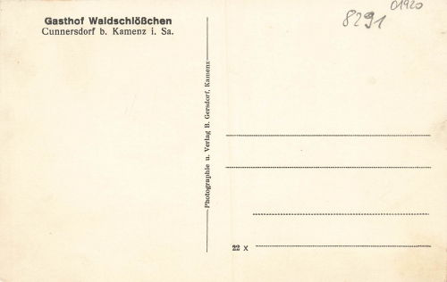 01917 Cunnersdorf bei Kamenz Gasthof Waldschlößchen * um 1910