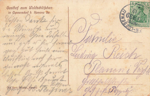 01917 Cunnersdorf bei Kamenz Gasthof Waldschlößchen o 1913