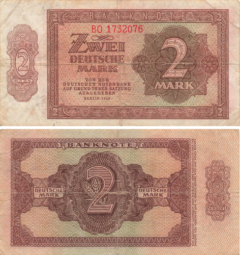 GDR 2 Deutsche Mark 1948 RO341b  DDR-3b
