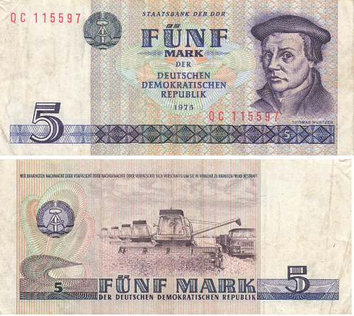 DDR 5 Mark Banknote 1975 RO361 DDR-23