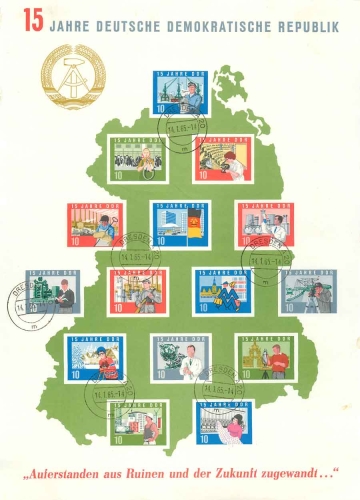 GDR Michel Block19 stamped 15 years German Democratic Republic o Dresden A20 14.1.965