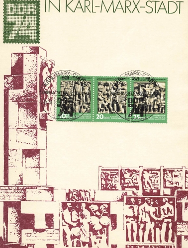 GDR Michel 1988-1990 Philatelist Day commemorative sheet with special cancellation Karl-Marx-Stadt