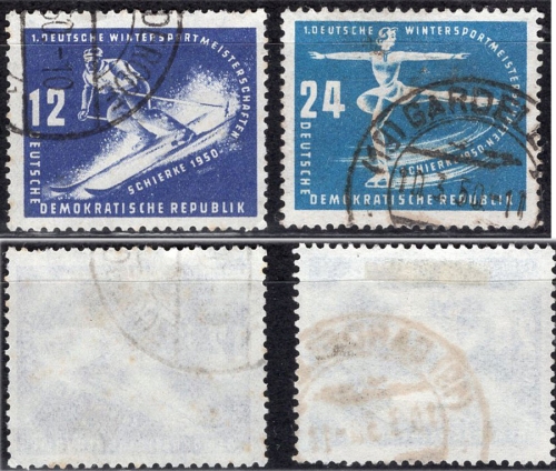 DDR Michel 246-247 ** Wintersportmeisterschaft postfrischDDR Michel 246-247 o Wintersportmeisterschaft Tagesstempel