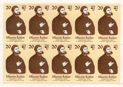 GDR Michel 2755 small sheet Martin Luther mint never hinged 1983** with plate error II