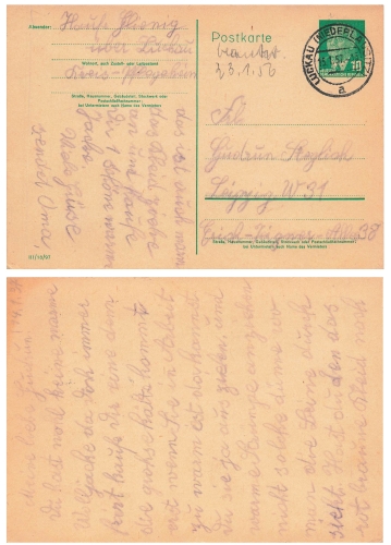 GDR Wilhelm Pieck 10 Pfennig postal stationery P57 o Luckau January 15, 1957