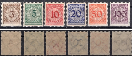 Michel 338-343 ** Wertziffern im Kreis mit Rosetten komplett 
