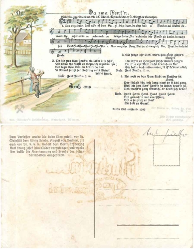 Anton Guenther "Da zwa Fenk'n" Liedkarte Künstlerkarte * um 1910