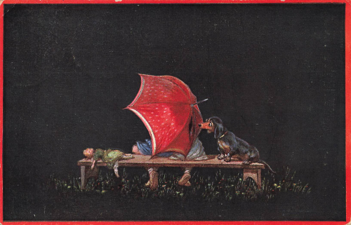 Dachshund artist card Wally Fialkowska o 4.2.1920