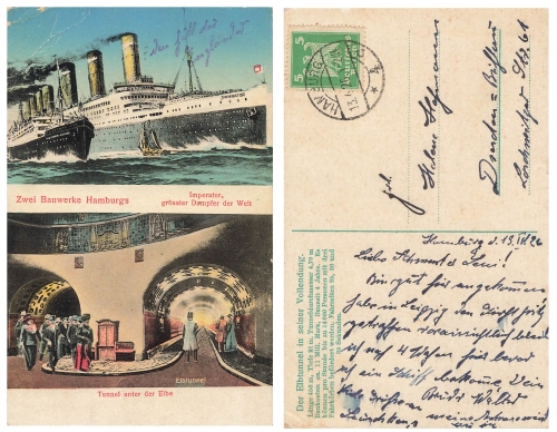 Steamer Imperator and Elbe Tunnel Hamburg o April 13, 1926