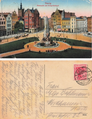 Danzig Wood Market and War Memorial o Danzig Langenfuehr August 29, 1918