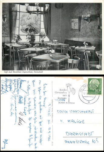Darmstadt Cafe u. Konditorei Espenschied innen o 12.9.1960