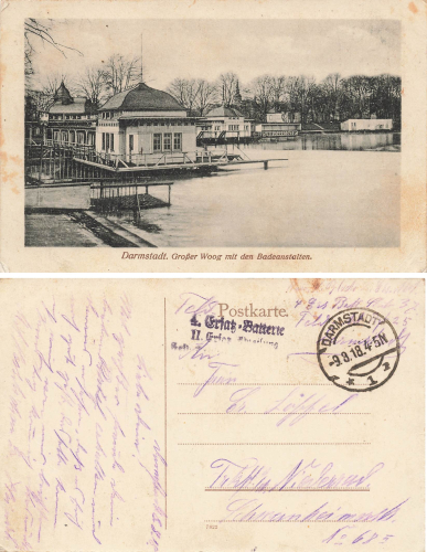 Darmstadt Großer Woog with bathing establishments