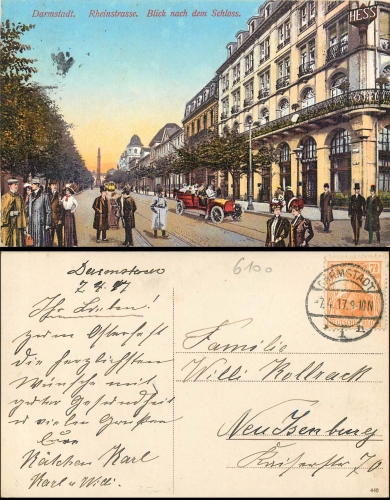 Darmstadt Rheinstrasse view of the castle o 04/07/1917