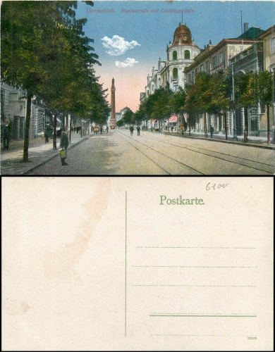 Darmstadt Rheinstrasse m. Ludwigssäule *ca. 1920