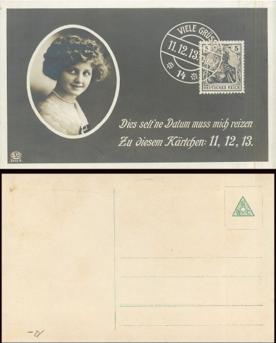 Datumskarte 11.12.13 mit Germania 1913