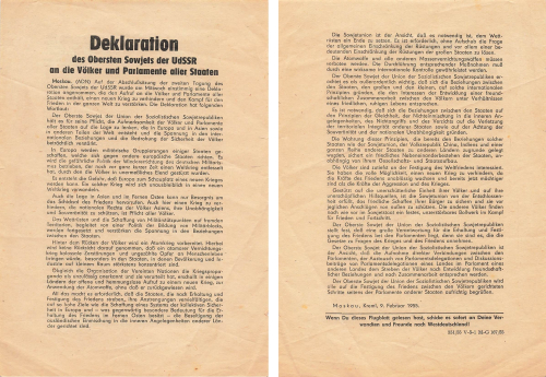 Declaration of the Supreme Soviet of the USSR Leaflet 1955 A5