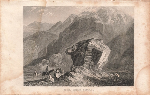 Mount Sinai - Moses Rock Egypt original steel engraving around 1846