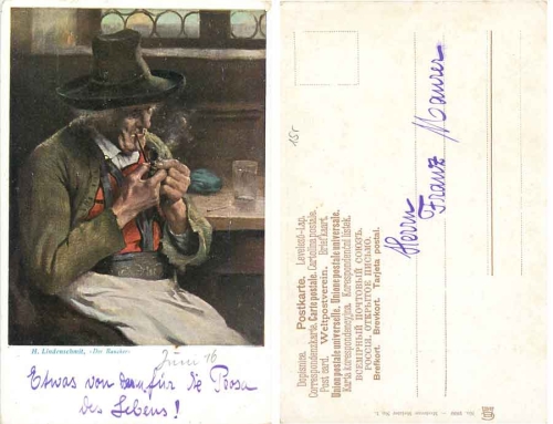 The smoker Artist Karke H. Lindenschmit tobacco pipe * ca. 1900